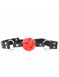 KINK - ATMUNGSAKTIVER BALL 4 CM KNEBEL MIT DOPPELNIET ROT...