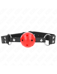 KINK - BREATHABLE BALL 4 CM GAG WITH DOUBLE RIVET LEATHER...