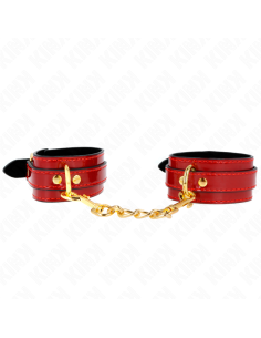 KINK - JOANNA ANGEL WRIST CUFFS RED ADJUSTABLE WITH GOLD...