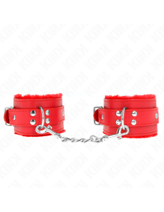 KINK - FUR LINED WRIST RESTRAINTS RED WITH RED BELT...