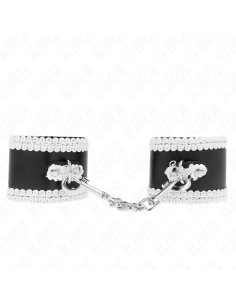 KINK - BLACK WRIST RESTRAINTS WITH WHITE DECORATE LACE...