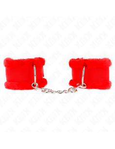 KINK - FURRY LINED WRIST RESTRAINTS RED ADJUSTABLE 17-31...