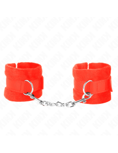 KINK - BEGINNER FUR HAND CUFFS RED 30 X 7 CM