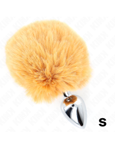 KINK - STAINLESS STEEL PLUG 7 x 3 CM WITH BEIGE FAUX FUR...