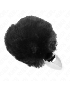 KINK - STAINLESS STEEL PLUG 7 x 3 CM WITH BLACK FAUX FUR RABBIT TAIL 8 CM 1 