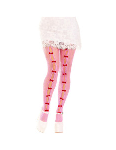 LEG AVENUE - STOCKINGS WITH OPENINGS HEART & BOWS PINK